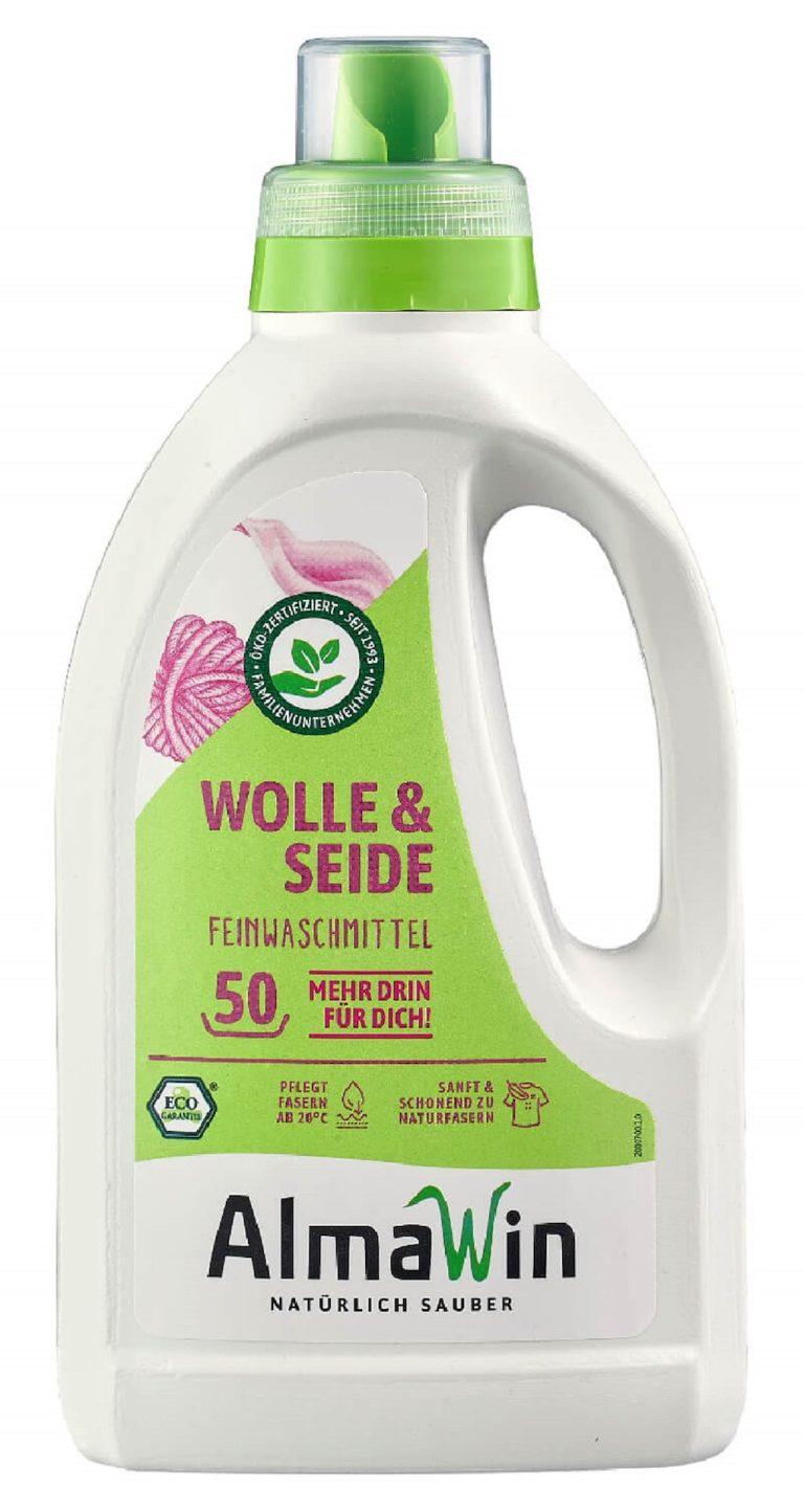PŁYN DO PRANIA WEŁNIANYCH I JEDWABNYCH TKANIN (KONCENTRAT) ECO 750 ml (50 PRAŃ) - ALMAWIN