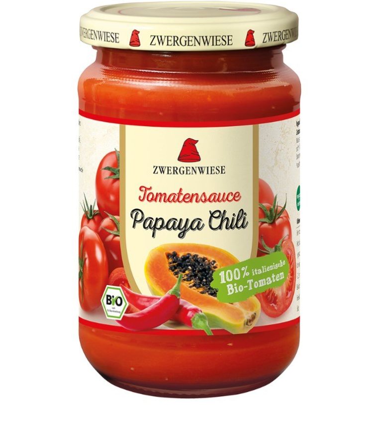 SOS POMIDOROWY PAPAYA - CHILI (PIKANTNY) BEZGLUTENOWY BIO 350 g - ZWERGENWIESE