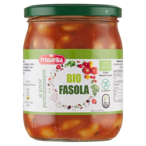 FASOLA W SOSIE POMIDOROWYM BEZGLUTENOWA BIO 440 g - PRIMAVIKA (PRIMAECO)