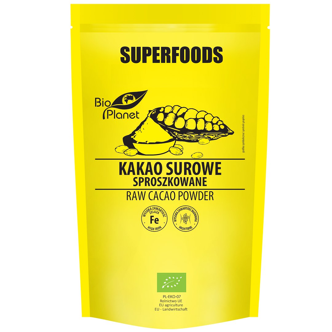 KAKAO SPROSZKOWANE SUROWE NIEODTŁUSZCZONE BIO 150 g - BIO PLANET