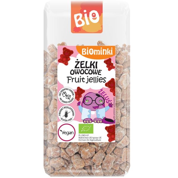 ŻELKI OWOCOWE JABŁKO - TRUSKAWKA BEZ DODATKU CUKRÓW BIO 400 g - BIOMINKI