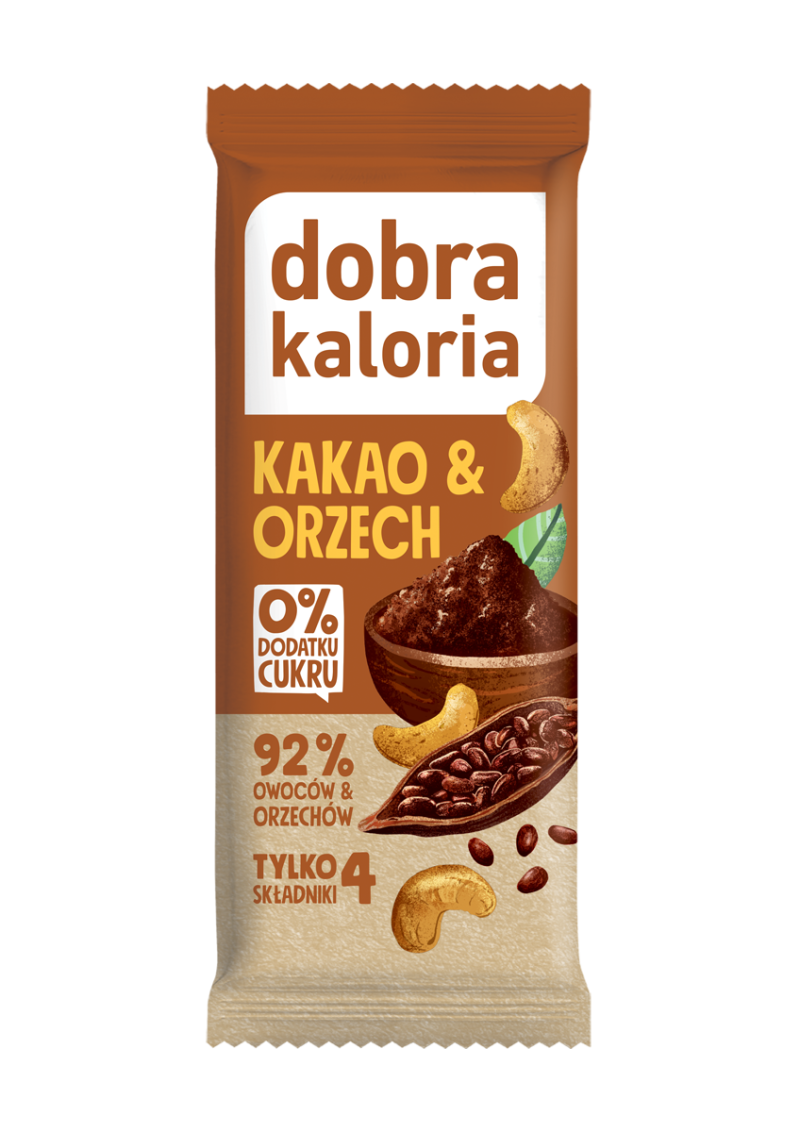 BATON DAKTYLOWY KAKAO & ORZECH BEZ DODATKU CUKRÓW 35 g - DOBRA KALORIA