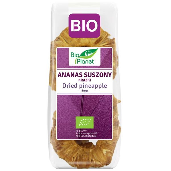 KRĄŻKI ANANASA SUSZONE BIO 100 g - BIO PLANET