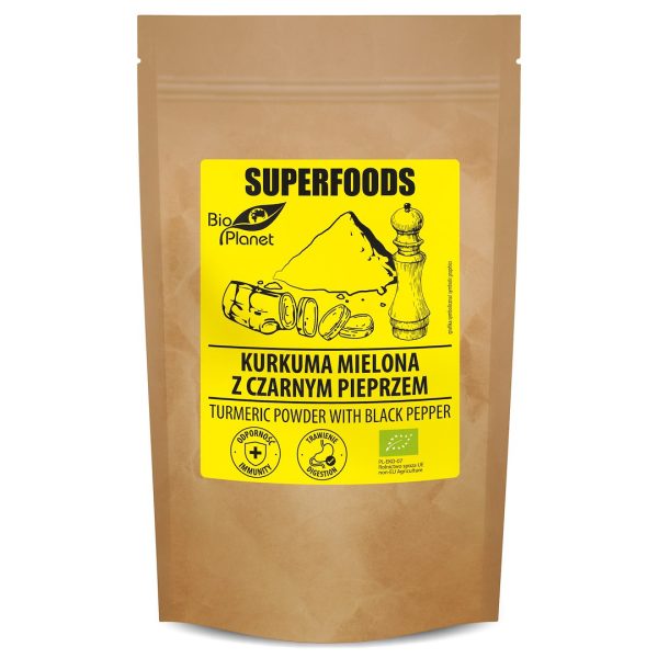 KURKUMA MIELONA Z CZARNYM PIEPRZEM BIO 200 g - BIO PLANET